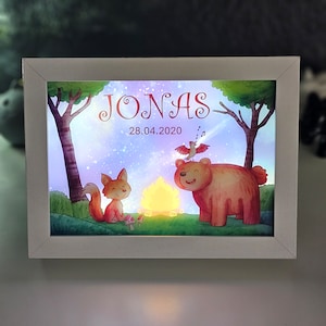 Personalized night lamp, picture frame, baby gift birth, christening gift, children&#39;s room, birthday gift, bedside lamp