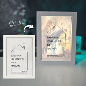 Personalized family picture house coordinates with picture – Ideal as a birthday gift, Christmas gift or for family, housewarming gift