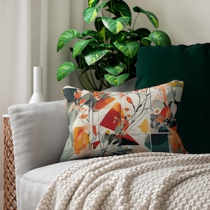 Floral Collage Design Spun Polyester Floral Lumbar Pillow
