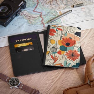 RFID Blocking Passport Travel Wallet With Floral Abstract  Design