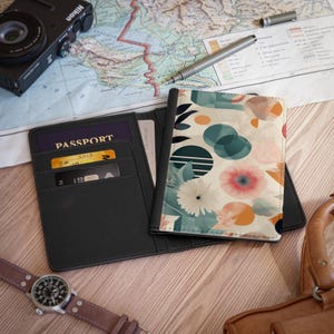 Chic Floral Circles RFID Blocking Passport Wallet for Travelers