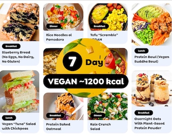 7-Day Vegan Meal Plan: 21 Healthy Recipes, Shopping List (1200 Calorie)
