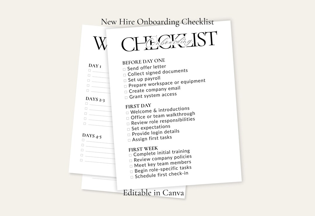Employee Onboarding Checklist Template, New Hire Training Plan, 30 Day ...