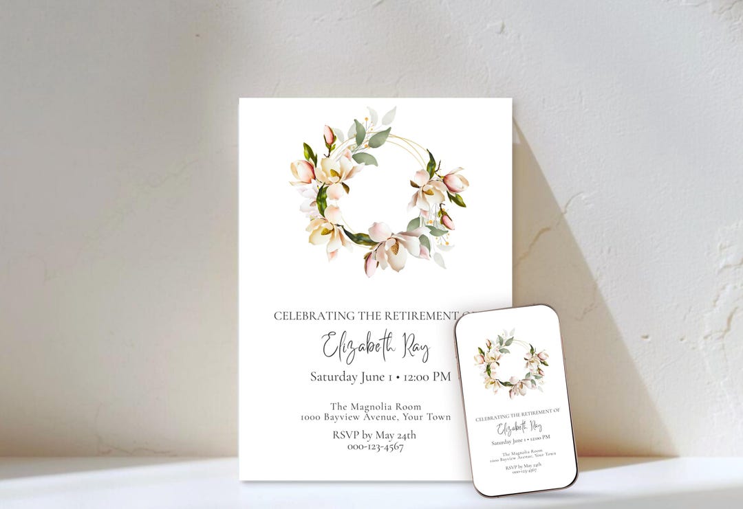 Womens Retirement Party Invitation Template | Elegant Modern Minimal ...