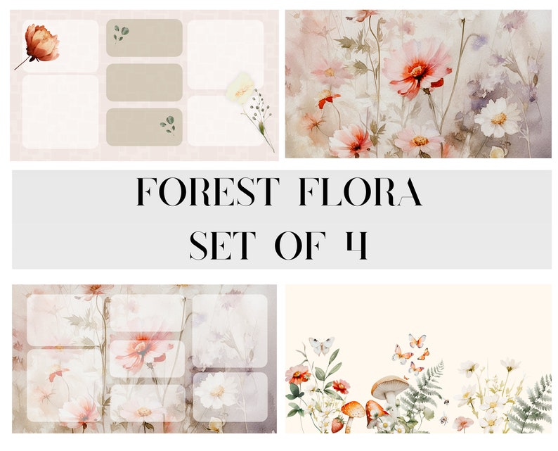 Forest Flora Soft Neutrals Digital Download Desktop Wallpaper Instant ...
