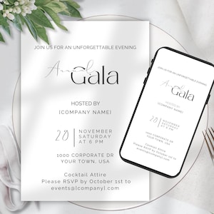 Business Corporate Event Invitation Editable Template Minimalist for Company Party Events Retirement Celebrations Promotions PDF download