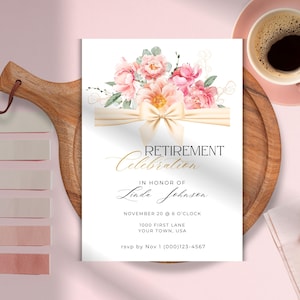 Aquarell Blumen Frauen Ruhestand Party Einladung Vorlage Bearbeitbar Digital Mobile Invite Ruhestand Feier Download Printable