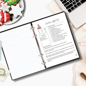 Paginavullende receptkaarten kerstthema bewerkbare sjabloon aquarel eten geïllustreerd minimaal recept bindmiddelpagina afdrukbare download vakantie