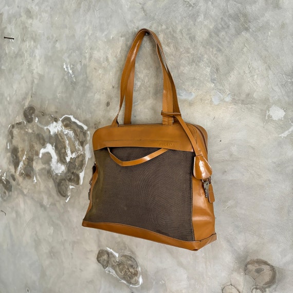 Vintage Prada Milano Canvas And Orange Leather Bo… - image 4