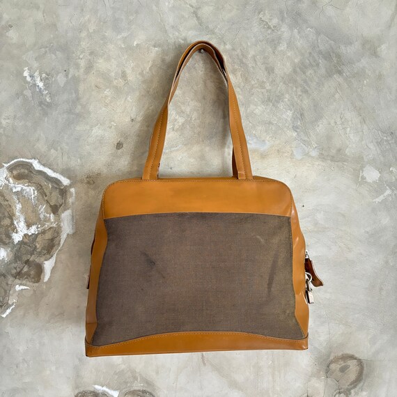 Vintage Prada Milano Canvas And Orange Leather Bo… - image 2