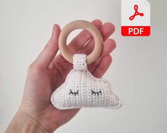 Sonaglio a forma di nuvola all'uncinetto: giocattolo amigurumi per bambini (schema PDF)