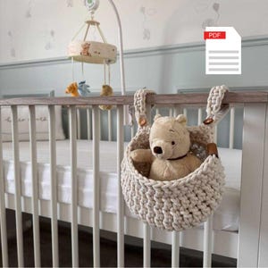 Hanging Cot Basket Crochet Pattern, Basket PDF Download, Home Decor Basket tutorial, Storage Organiser Pattern, Crochet Basket Decor Pattern