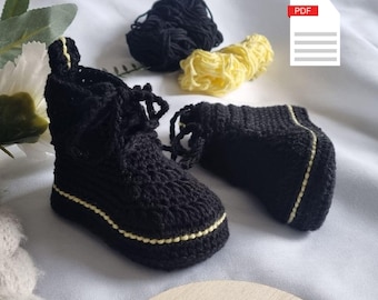 Modello digitale per stivali all'uncinetto, modello per vestiti firmati per neonati, istruzioni per scarpe da ginnastica per neonati, scarpine fai da te per neonati, stivaletti unisex per neonati
