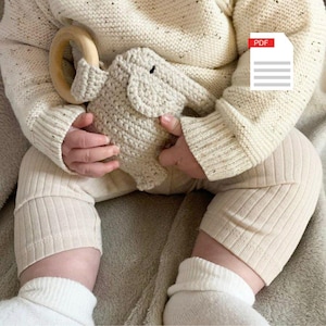 Pattern only: Elephant rattle crochet pattern PDF, Crochet safari animal pattern, PDF Tutorial English, Amigurumi pattern, Baby toy pattern