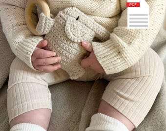 Schema per sonaglio a forma di elefante all'uncinetto: giocattolo amigurumi a forma di animale da safari (tutorial PDF)