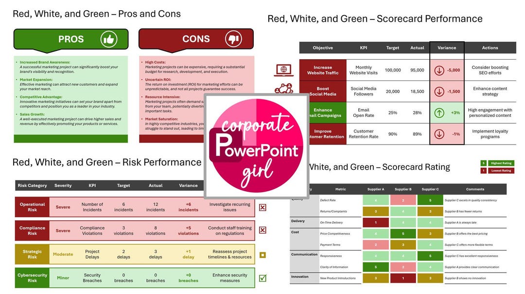 Red, White, and Green Slide Templates - Etsy