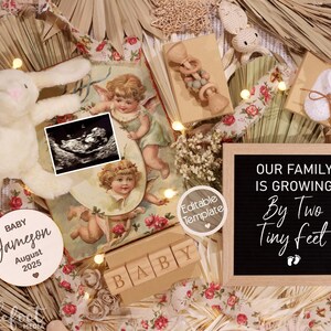 Faire-part de grossesse numérique de Zazzle.be Liste d'envies Vous avez des idées ? Modèle modifiable | Prénom personnalisé, date d'accouchement et échographie | Parfait pour le partage | Faire-part de bébé