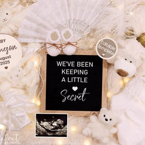Digitale Schwangerschaftsankündigungskarte | Bearbeitbare Vorlage | Name, Geburtsdatum & Ultraschall | Perfekt zum Teilen | Baby-Ankündigung
