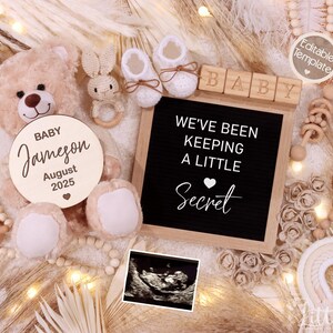 Faire-part de grossesse numérique personnalisé | Carte modifiable avec nom du bébé, date d'échéance et photo échographique | Réseaux sociaux | Faire-part de bébé