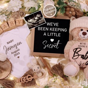 Faire-part de grossesse numérique personnalisé | Carte modifiable avec nom du bébé, date d'échéance et photo échographique | Réseaux sociaux | Faire-part de bébé