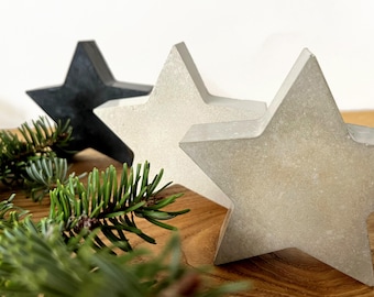 Concrete star | Christmas star | Advent | Decoration | Light grey, grey, black
