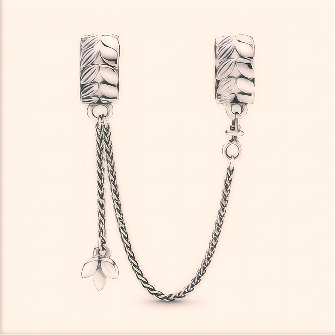 PANDORA 925 Silver Wheat Grains Safety Chain Clip Charm 797588,925