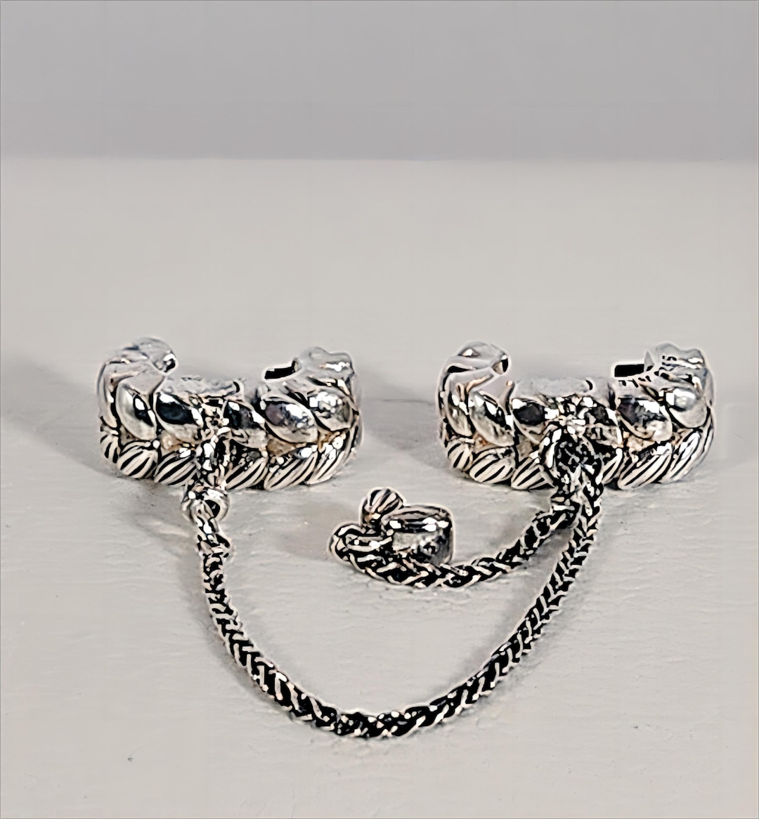 PANDORA 925 Silver Wheat Grains Safety Chain Clip Charm 797588,925