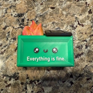 Everything is fine dumpster fire with removable insert and functional lid