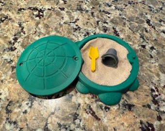 Mini Turtle Sandbox with Kinetic Sand – 3D Printed Sensory Desk Toy, Birthday Party Favor
