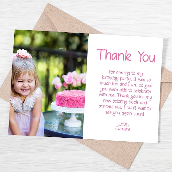 Birthday Thank You Photocard Template | Editable | Customizable | DIY Birthday | Kids Birthday | Print Anywhere | Free Demo