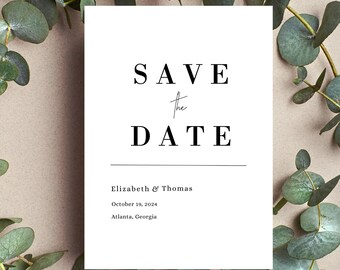 Elegante minimalistische Save the Date-sjabloon | Minimalistische bruiloft | Bewerkbare sjabloon | Gratis demo