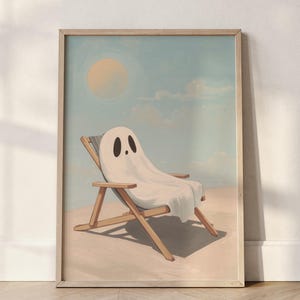 Summerween Ghost Art Print: Spooky Beach Decor (Digital Download)