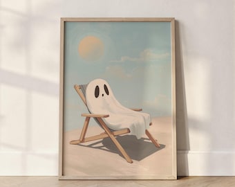Summerween Ghost Art Print: Spooky Beach Decor (Digital Download)