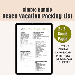 Beach Vacation Packing List: Printable Checklist (PDF Download A4/US Letter Sizes)