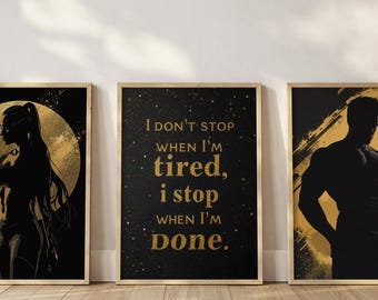 Gym Wall Art Prints (Set of 3): Fitness Motivation, Workout Room Decor (Digital Download)