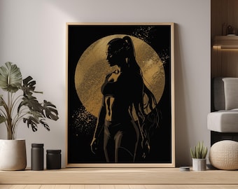 Strong Woman Art Print: Silhouette Fitness Poster (Digital Download)