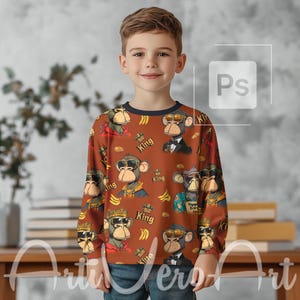 Boys Sweatshirt Mockup PSD - High-Resolution Pattern Template with Editable Smart Layers, Instant Download