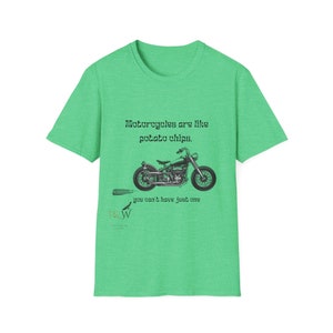 Motorbike Lover&#39;s T-Shirt - Quirky &quot;Potato Chips & Motorcycles&quot; Quote, Casual Riding Apparel, Ideal Biker Gift Idea