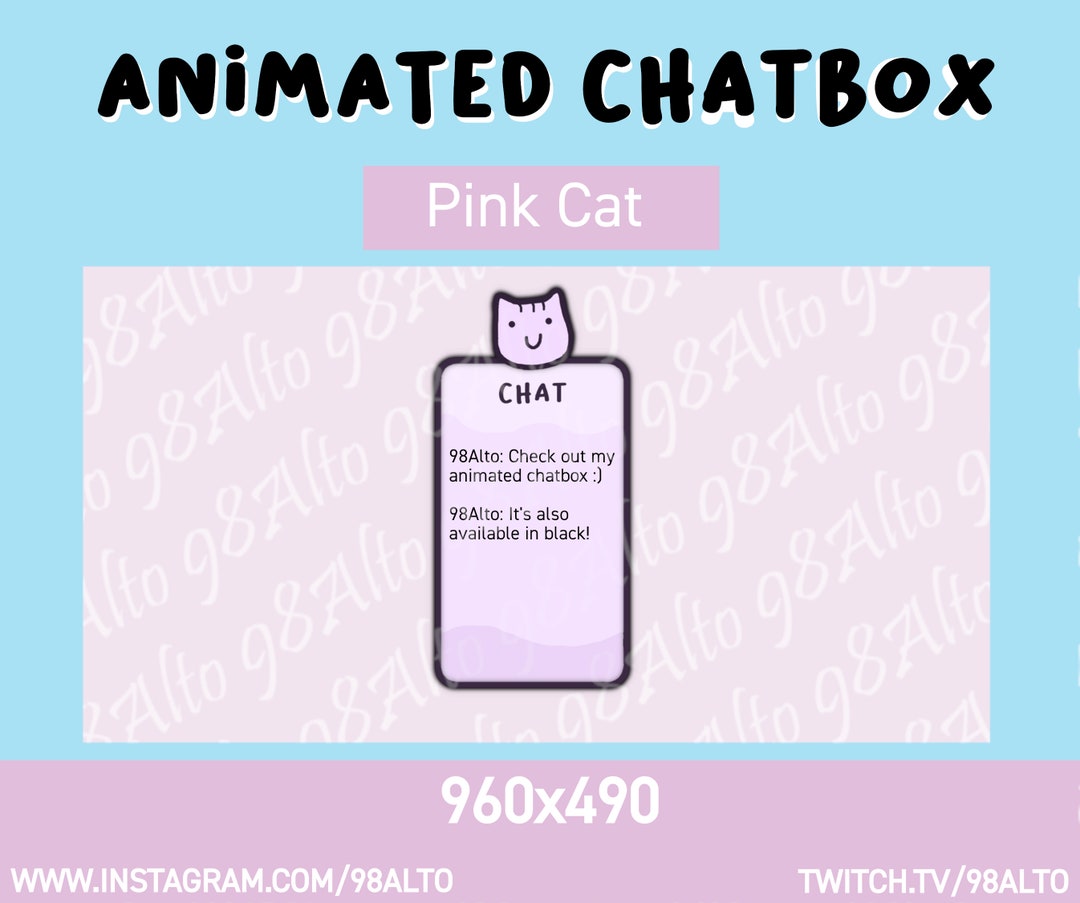 Pink Cat Animated Chatbox | Twitch - Etsy