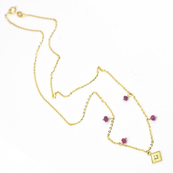 Necklace CAMPANILLA in Gold and Rubis