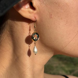 Hand-painted Porcelain Earrings, Customize Handmade Jewelry, Unique Gift for Her, Ceramic Earrings, Anniversary Gift, Made to Order