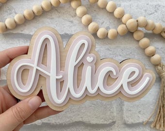 Personalised Childrens Name Sign | Triple Layer Sign | Wood Acrylic Name Sign | Nursery Name Plaque | Kids Door sign for bedroom