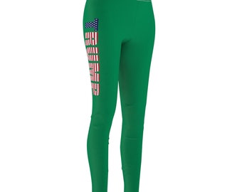 TRUMP Leggings décontractés coupés-cousus verts pour femmes President Donald J Trump