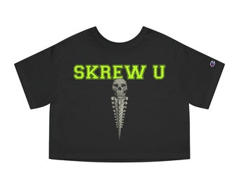 SKREW U University Screw Fluorescent Yellow Champion Women's Heritage Cropped T-Shirt