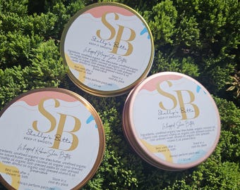 Trío de manteca corporal de karité batida: mango orgánico, kokum, karité