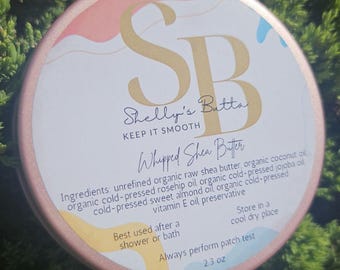 Manteca corporal de karité batida: aceites orgánicos prensados en frío, veganos