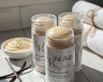 Desodorante natural de vainilla: sin aluminio, vegano, para el cuidado de las axilas, 30 g (1 oz).
