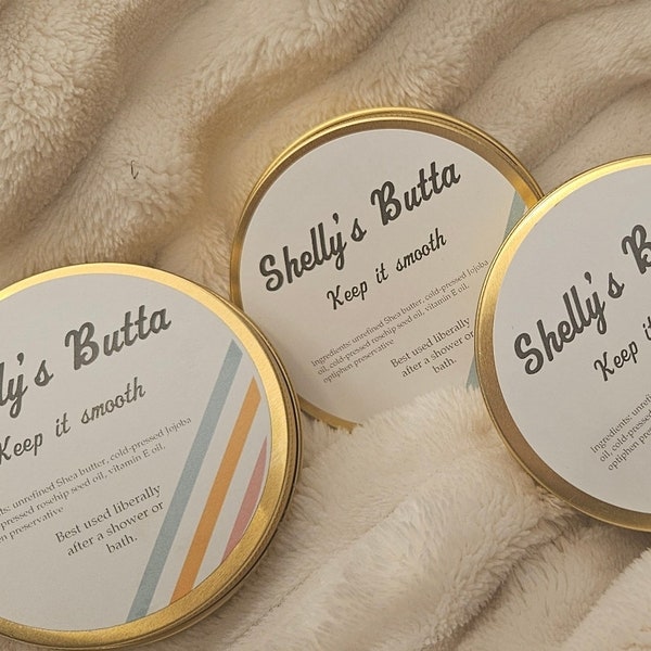 Shelly’s Butta Whipped Shea Body Butter organic vegan skincare with cold pressed organic oils that's unscented with natural ingredients