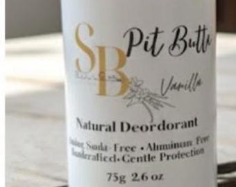 Desodorante natural de vainilla: sin aluminio, vegano, hidratante para axilas, 75 g/2,6 oz