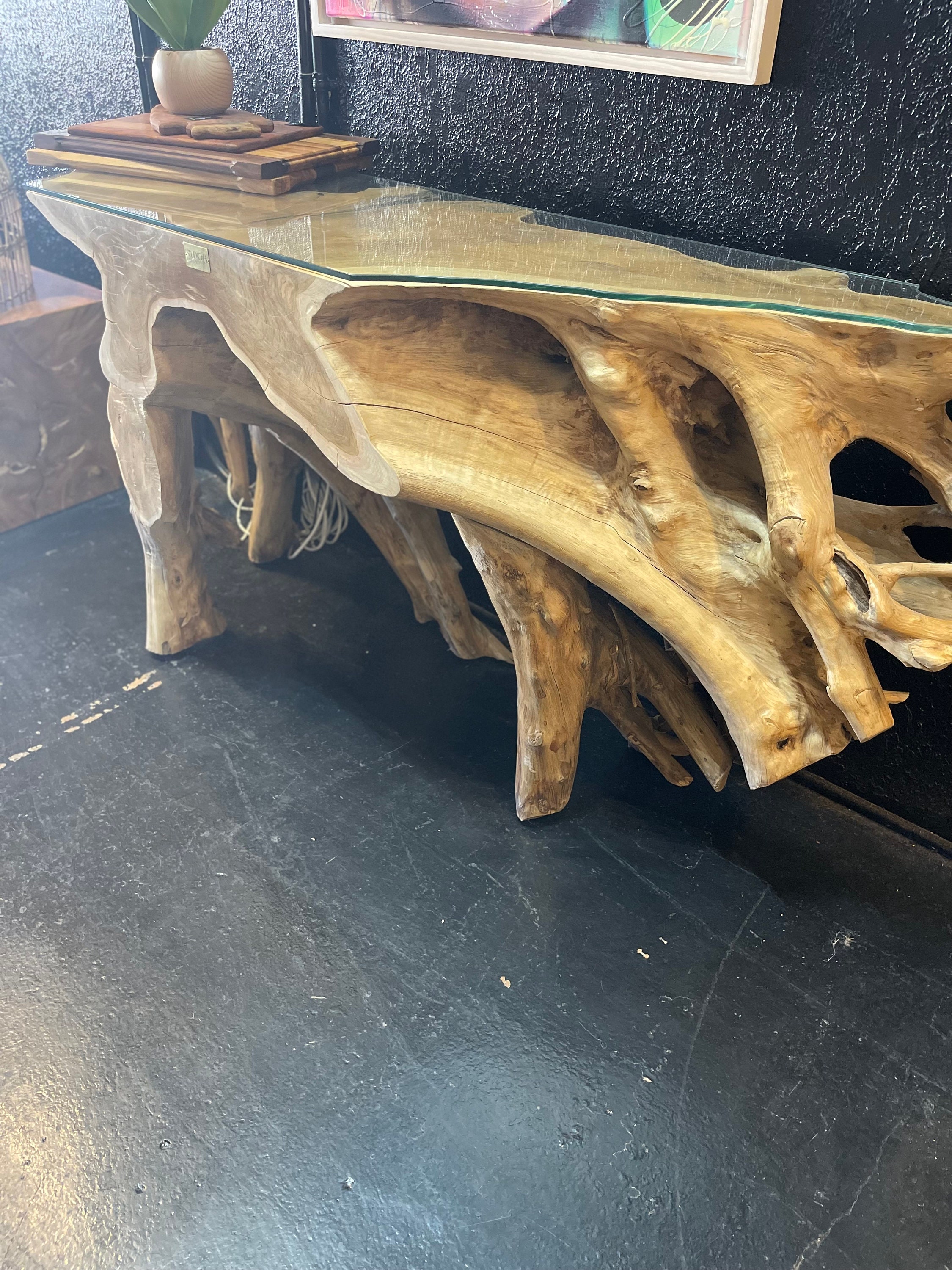 Indonesian Teak Wood Table, Living Edge Table, Live Edge Side Table